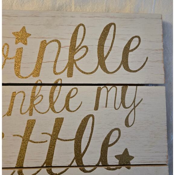 Distressed White Gold Nursey Sign Decor Twinkle Twinkle My Little Bright Star - Picture 3 of 14